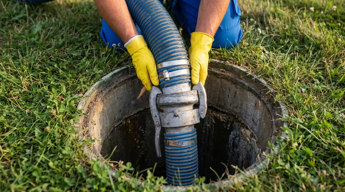 Routine septic tank pumping service for a residential property in Metro Atlanta to prevent system failure.